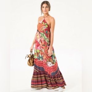 NWT - Farm Rio Birds of Paradise halter maxi dress! Size Medium.